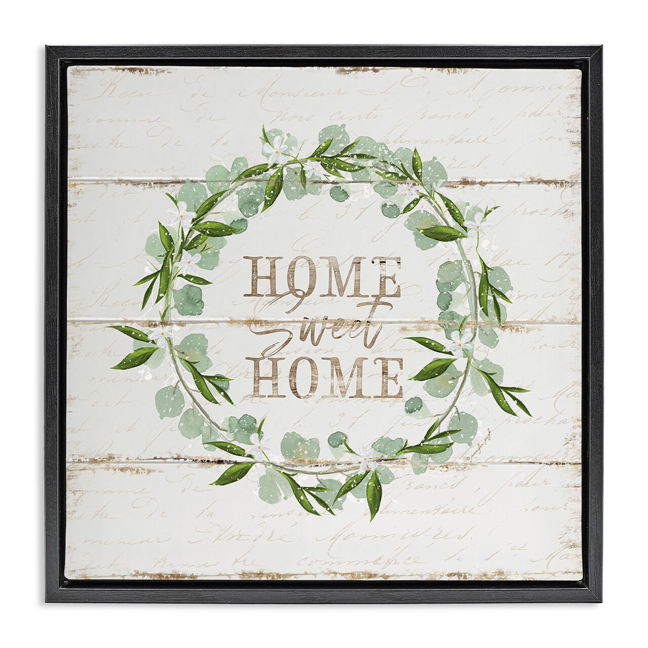 Stupell Industries Sweet Home Eucalyptus Wreath Framed Floater Canvas Wall Art